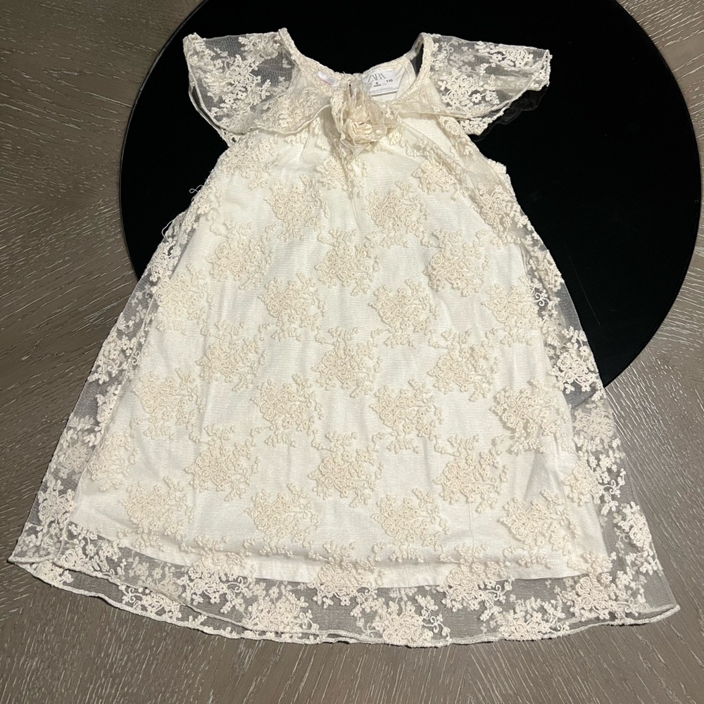 Zara Cream Lace Overlay Dress